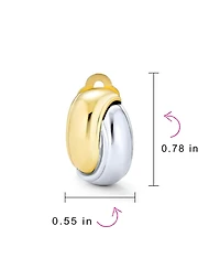 Bling Jewelry Classic Two Tone Interlocking Circle Clip-On Earrings Silver & Gold Plated