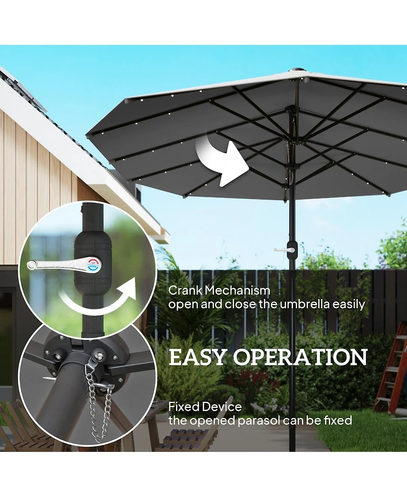 Clihome with Base,Patio Parasol Led Solar
