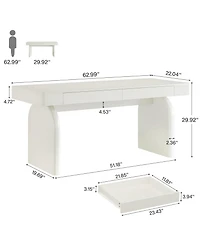 Tribesigns White Desk with Drawers, 63-Inch Modern Executive Office Desk, Glossy Elegant Work Study Desk Writing Table for Home Office