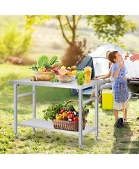 gaomon Folding Stainless Steel Table Commercial Work Table with Casters & Undershelf for Home & Restaurant