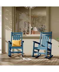 gaomon Outdoor Rocking Adirondack Chair- Hdpe High Back All-Weather for Deck Lawn Fire Pit