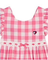 Tommy Hilfiger Baby Girls' Ruffle Trim Gingham Dress and Diaper Cover, 2-Piece Set
