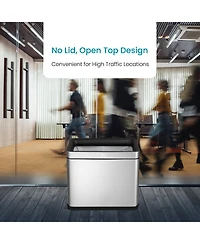 Home Zone Living 9 Gallon Slim Kitchen Trash Can with Open Top for Commercial Use, Stainless Steel, Silver