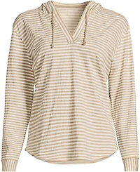 Lands' End Women's Long Sleeve Slub Hooded Popover