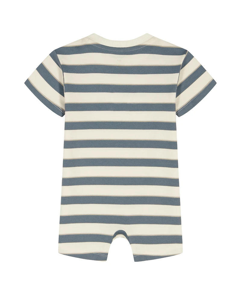 Calvin Klein Baby Boys' French Terry Striped Crewneck Romper