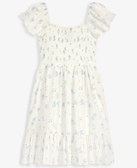 With Jules Big Girls Short-Sleeve Smocked-Bodice Dress