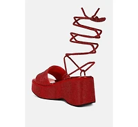 Swifties Rhinestone Embellished Lace-Up Sandals