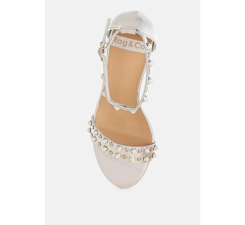 Jumera Metallic Pearl Embellished Wedges