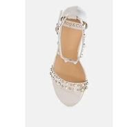 Jumera Metallic Pearl Embellished Wedges