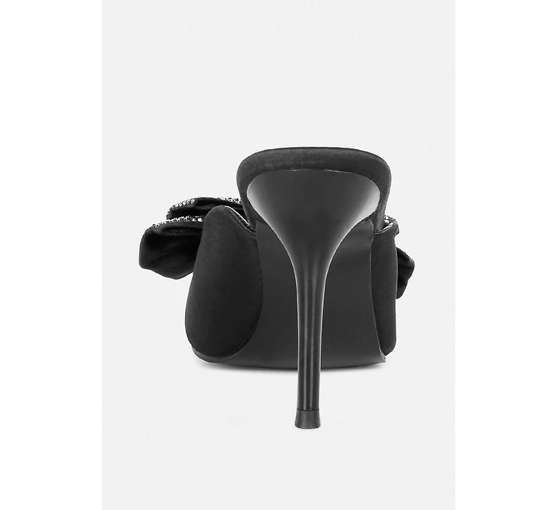 Rag & Co Elisda Womens Embellished Bow High Heel Mules