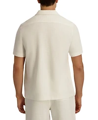 Karl Lagerfeld Paris Men's French Terry Johnny Collar Short-Sleeve Polo Shirt