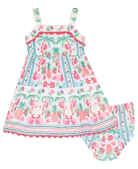 Rare Editions Baby Girls' Sleeveless Floral-Print Dress with Diaper Cover