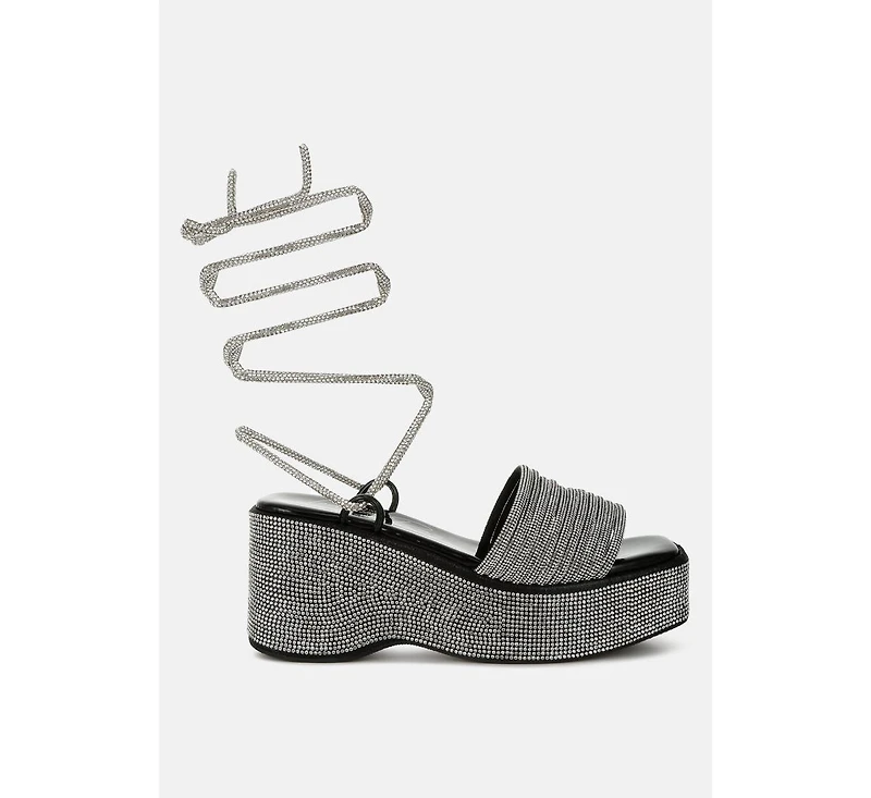 Swifties Rhinestone Embellished Lace-Up Sandals