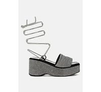 Swifties Rhinestone Embellished Lace-Up Sandals