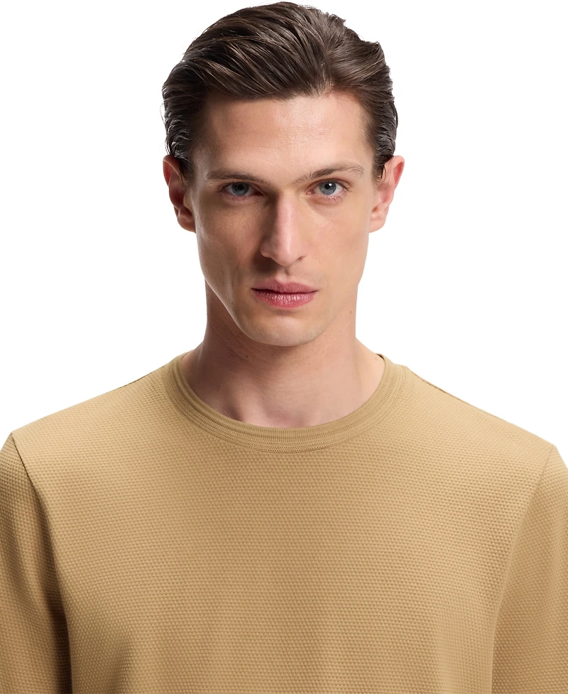 Boss by Hugo Men's Cotton-Blend Regular-Fit Bubble-Jacquard T-Shirt