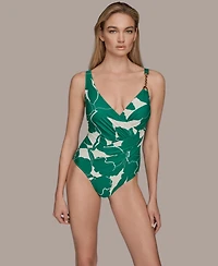 Donna Karan Women's Wrap Front One-Piece Swimsuit