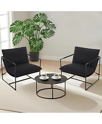 gaomon Modern Accent Chairs Set of 2, Upholstered Linen Armchairs with Metal Frame for Living Room