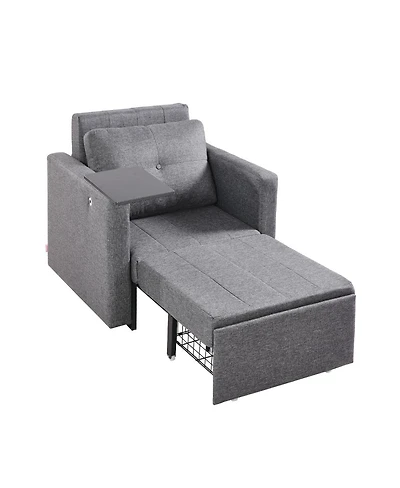 Slickblue Sleeper Sofa Bed with Side Pocket, Pillow, Armrest, Desk Board & 5 Adjustable Angles