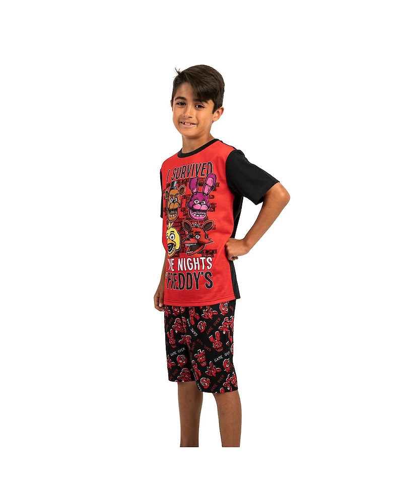 Five Nights At Freddy'S Boys Youth Sleepwear Set Tee Shirt, Sleep Shorts