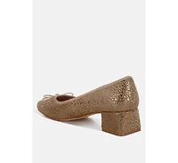 Ningen Leopard Print Block Heel Ballerinas