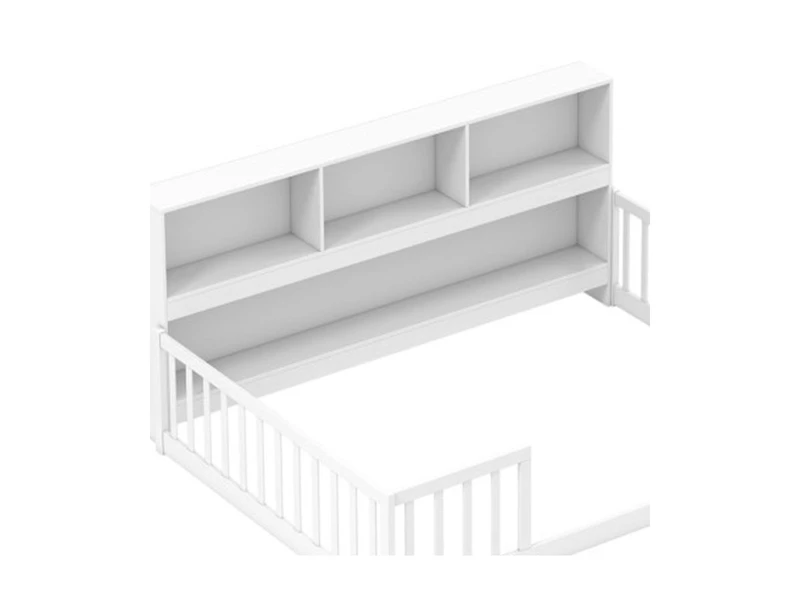 Slickblue Full Kids Floor Bed with Integrated Book Storage