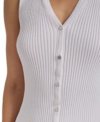 Calvin Klein Women's Sleeveless Button-Front Collared Sweater