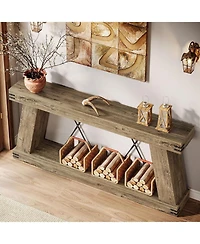 Tribesigns Farmhouse Console Table, Long Sofa Table Behind Couch with Storage, Rustic Entryway Furniture for Hallway
