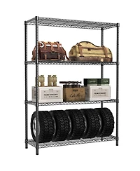 Rainsken 4- Tier Metal Storage Shelves, Adjustable Wire Shelving Rack for Garage, Basement, Warehouse, 1400 Lbs Capacity