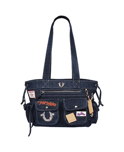 True Religion Multi-Patch Denim Tote