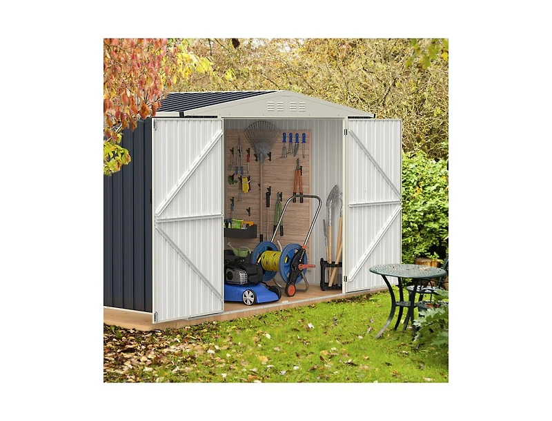 Slickblue Metal Outdoor Storage Shed 7.5 x 6.3 Ft with Secure Locking Door