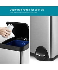 Home Zone Living 16 Gallon Dual Trash and Recycling Can with Removable Liners and Soft Close Lids, Stainless Steel