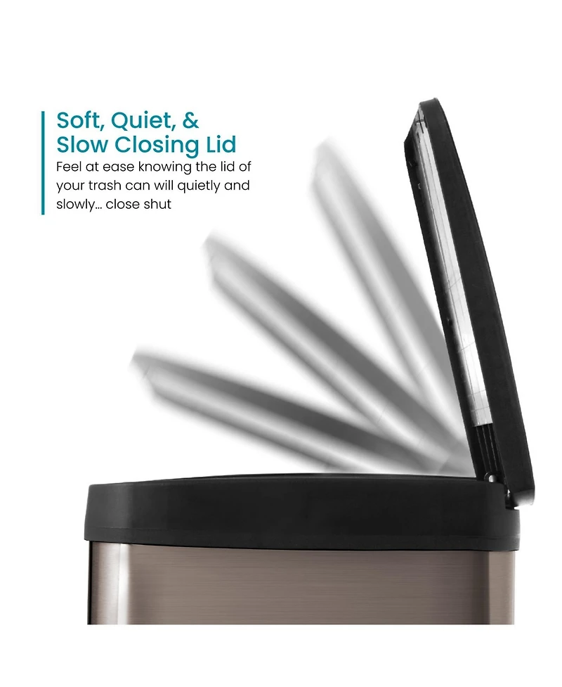 Home Zone Living 16 Gallon Dual Trash and Recycling Can with Removable Liners and Soft Close Lids, Stainless Steel