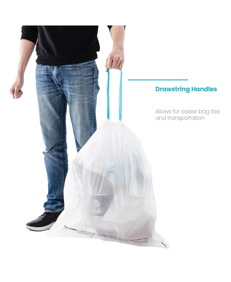 Home Zone Living Code 45S Drawstring Kitchen Trash Bags Custom Fit for 12 Gallon Bins, 60-Count