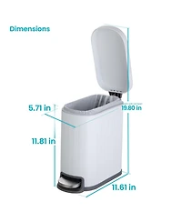 Home Zone Living 1.3 Gallon Slim Stainless Steel Trash Can with Reeded Pattern, Soft Close Lid and Removable Liner