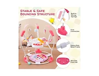 Slickblue Boys Baby Activity Center Height Adjustable Baby Bouncing Saucer with Interactive Toys-Blue