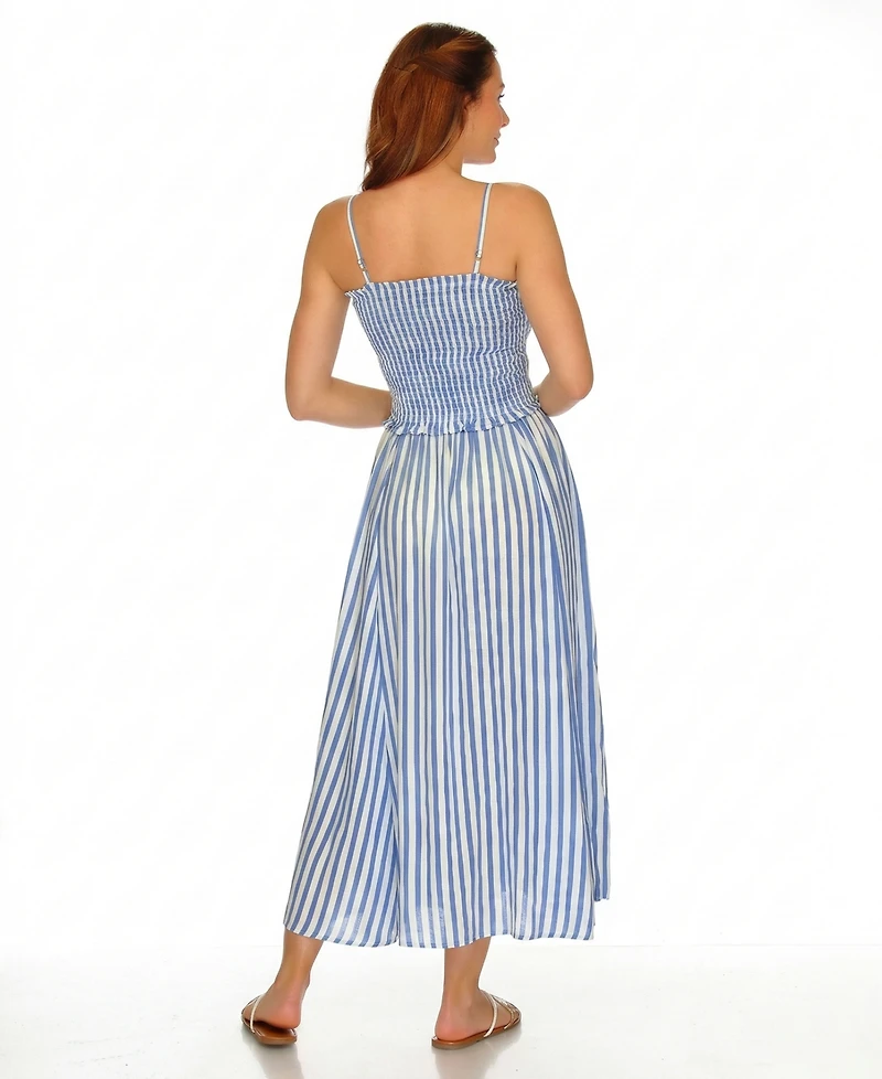 Raviya Women's Striped Smocked Midi Swim Dress