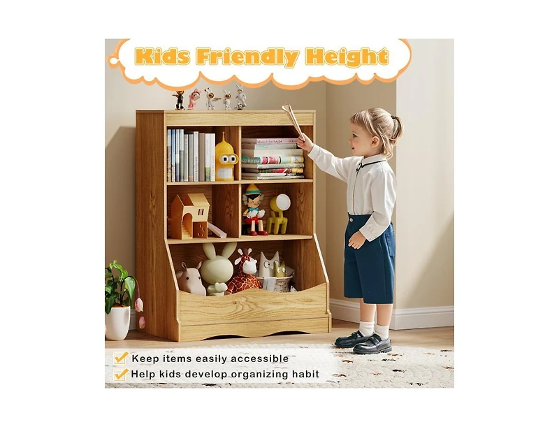 3-Tier Children's Multi-Functional Bookcase Toy Storage Bin Floor Cabinet
