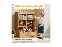 3-Tier Children's Multi-Functional Bookcase Toy Storage Bin Floor Cabinet