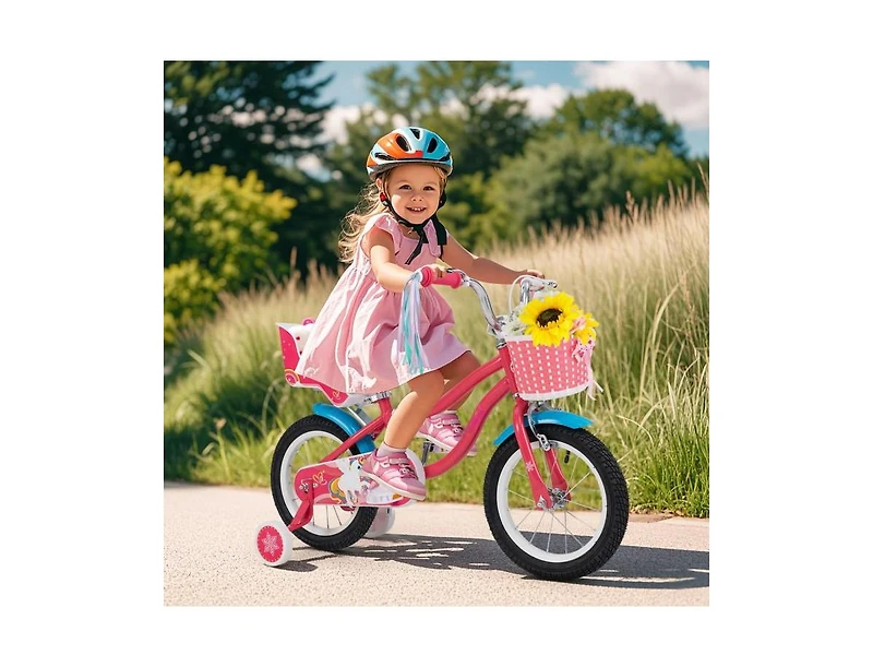 Hongge Inch Girls Bike with Doll Seat and Training Wheels for 3-5 Years