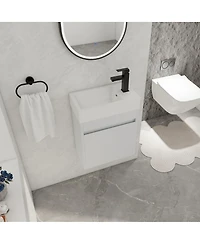 Sillysis 18" Wall Mounted Bathroom Vanity with Resin Sink, Soft Close Door & Ample Storage for Small Spaces