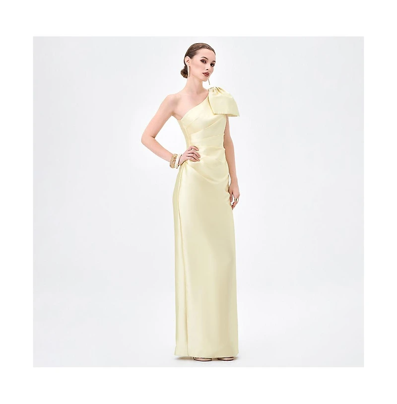 Bariano Women's Aramy One Shoulder Bow Gown