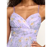 pear culture Juniors Spaghetti Strap Printed Dress