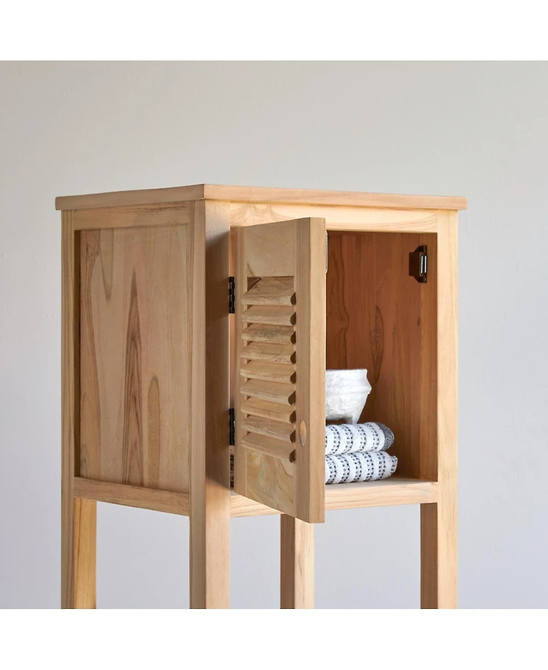 Tikamoon Bathroom Cabinets Solid Teak Wood Bathroom Cabinet Tower Storage Drawer Design 190cm