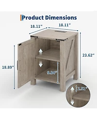 gaomon Bedside Tables Set of 2 with Usb Charging Station – Rustic Wood Bedside Tables with Sliding Barn Door, Adjustable Shelf