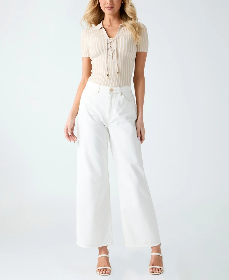 Guess Women's Regina Short-Sleeve Polo Sweater