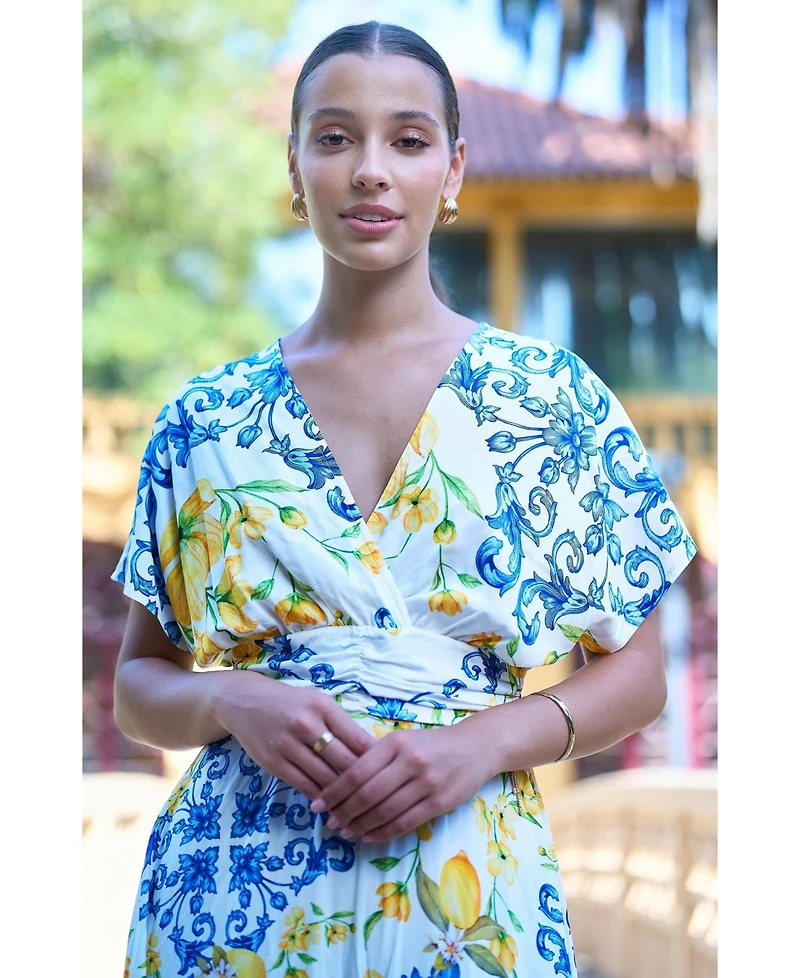 Yumi Women's Lemon-Print Midi Dress