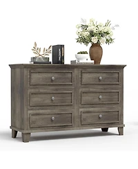 gaomon 6 Drawer Wide Dresser Modern Wood Storage Organizer