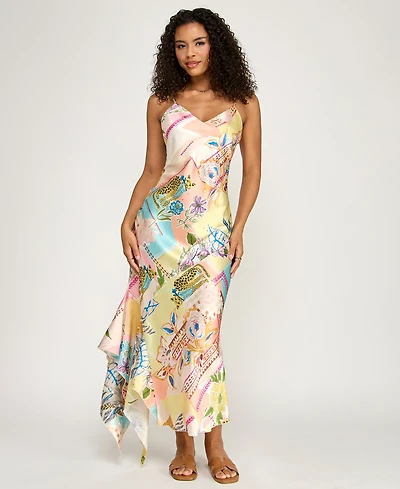 Katia Rae Women's V-Neck Patchwork Midi Dress