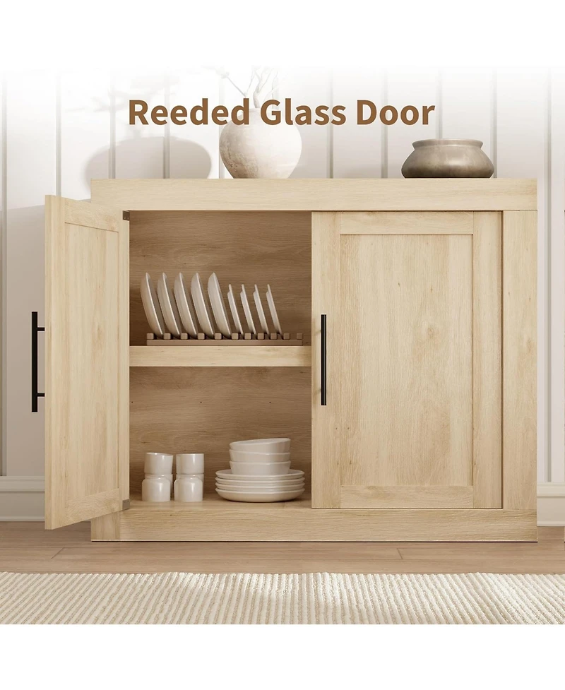 gaomon 35.4" Sideboard Buffet Cabinet with 2 Doors, Farmhouse Modern Coffee Bar Credenza