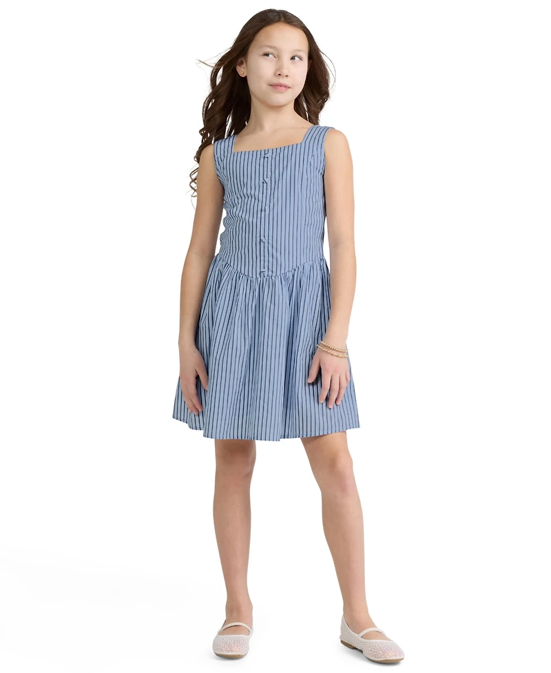 abercrombie kids Girls' Faux Button Square Neck Mini Dress